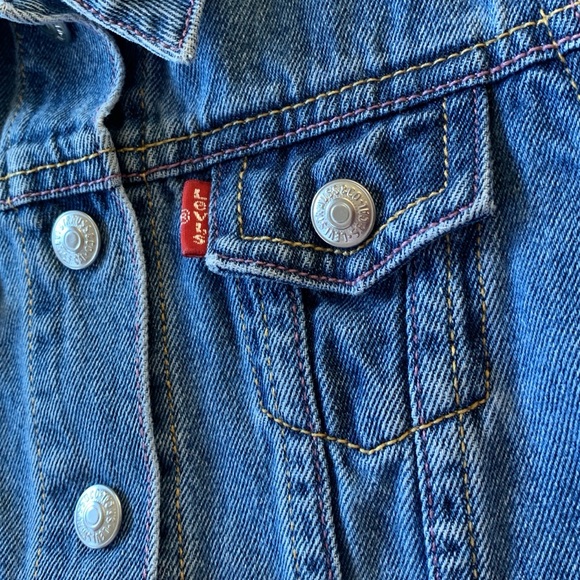Levi’s 2003 Y2K Vintage Red Tab Blue Jean 100% Cotton Girls Denim Jacket 4T - Picture 5 of 9